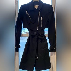 Michael Kors moto trench coat  , navy XS,petite .Like new , trending .
